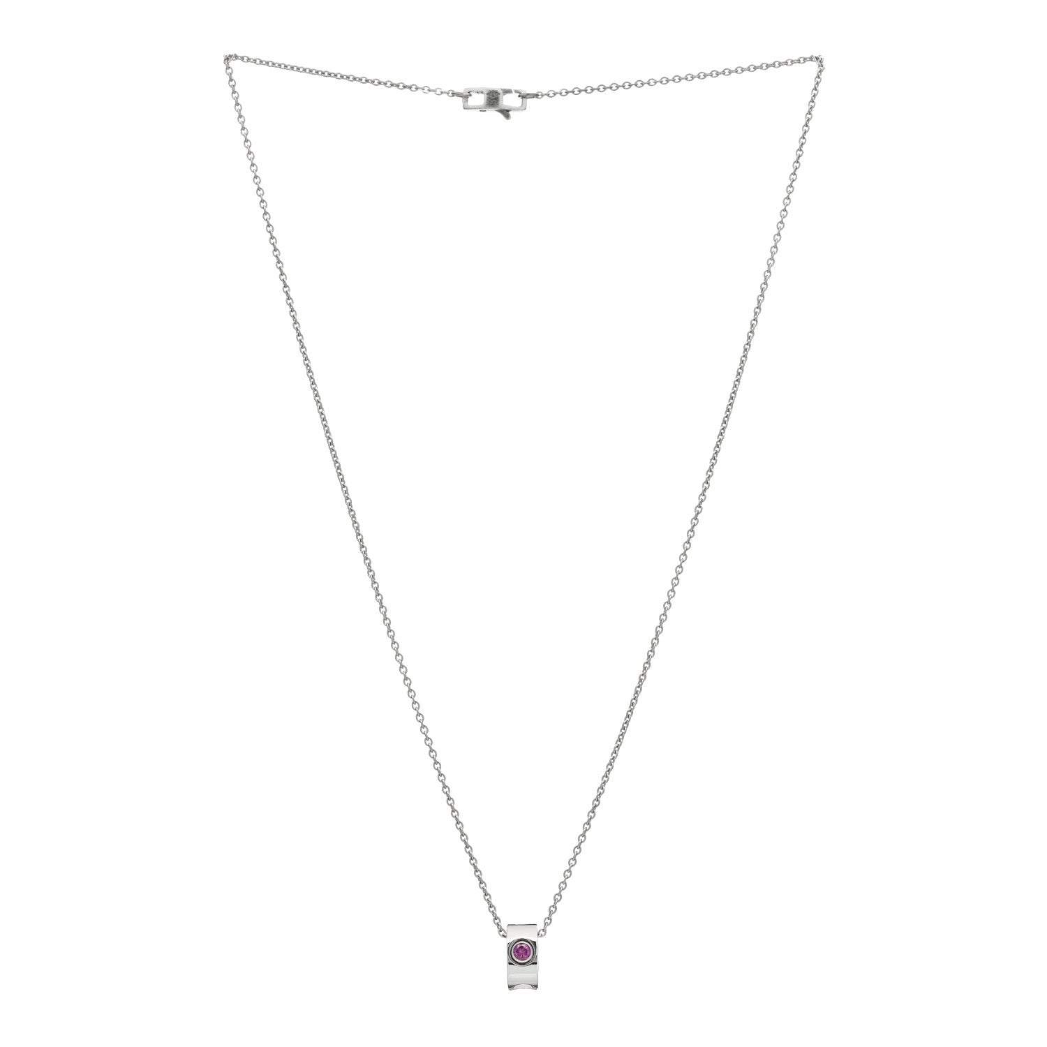 Louis Vuitton 18K White Gold Pink Sapphire Empreinte Pendant Necklace 3 of 6