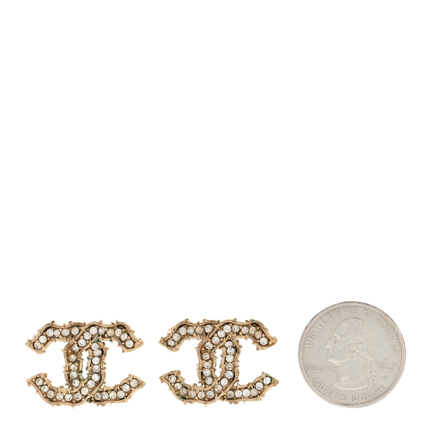 Chanel Crystal CC Earrings Gold 2 of 7