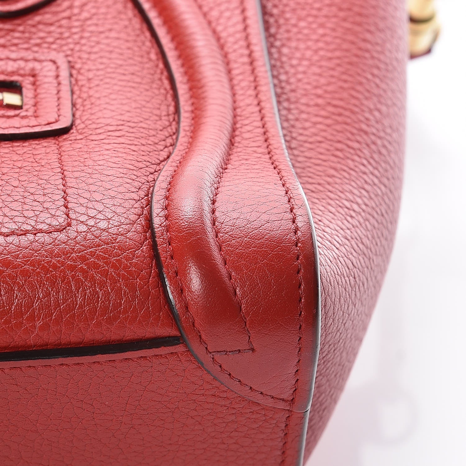 Celine Drummed Calfskin Nano Luggage Coquelicot 11 of 15