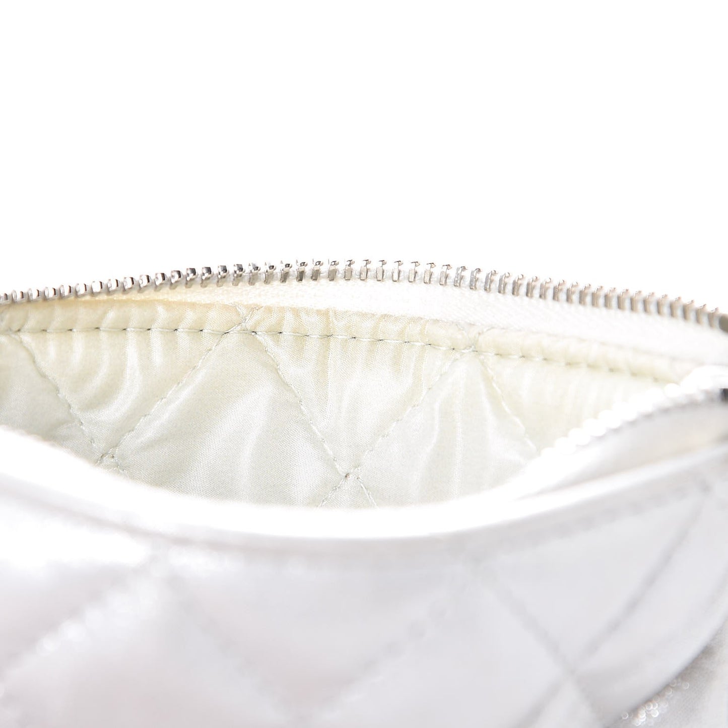 Metallic Lambskin Star Embossed Coin Purse Case Light Silver