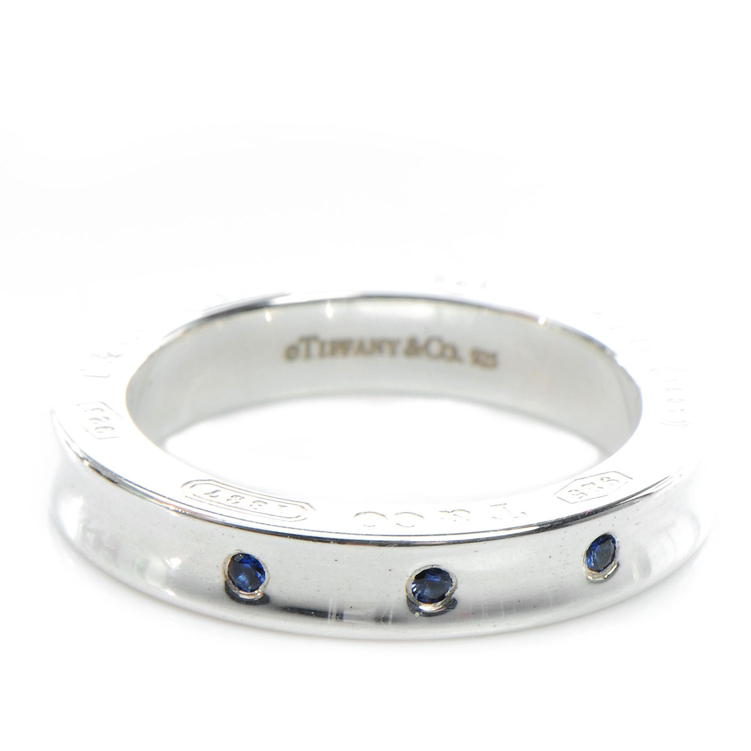 Tiffany 1837 Sterling Silver Blue Sapphire 1837 Band Ring 4.5 7 of 12