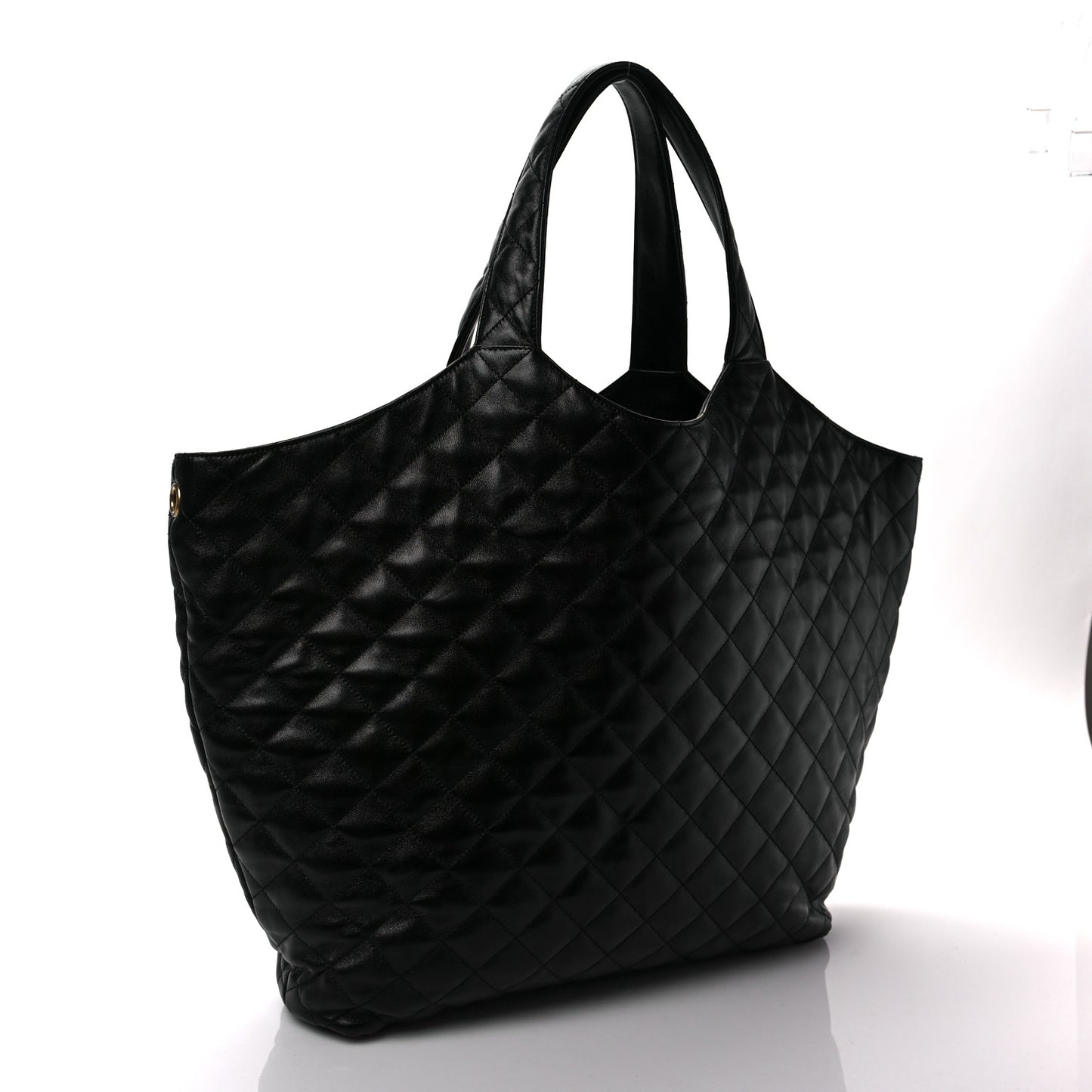 Lambskin Quilted Maxi Icare Shopping Tote Black