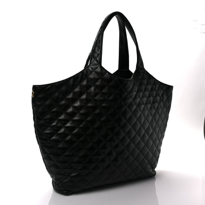 Saint Laurent Lambskin Quilted Maxi Icare Shopping Tote Black 4 of 10