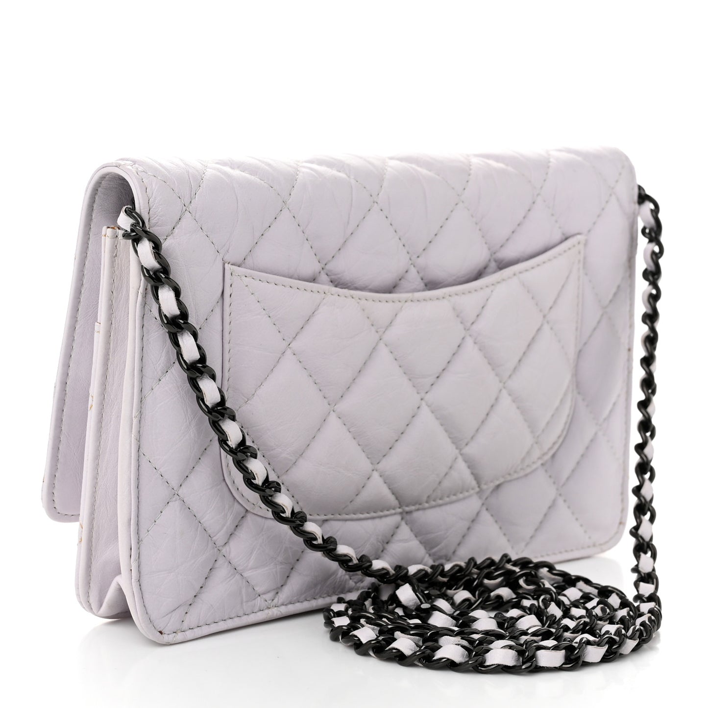 Aged Calfskin Quilted Reissue Wallet On Chain WOC White