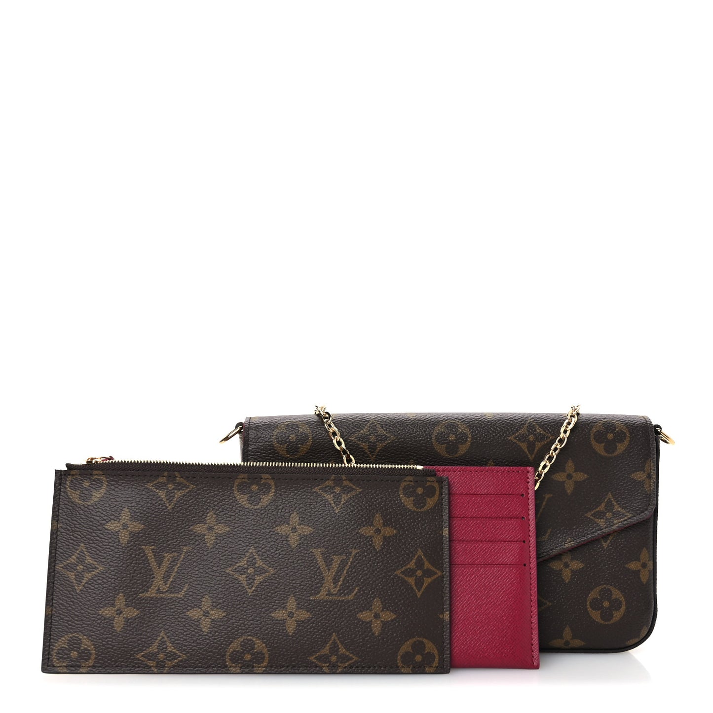 Monogram Pochette Felicie Chain Wallet Fuchsia