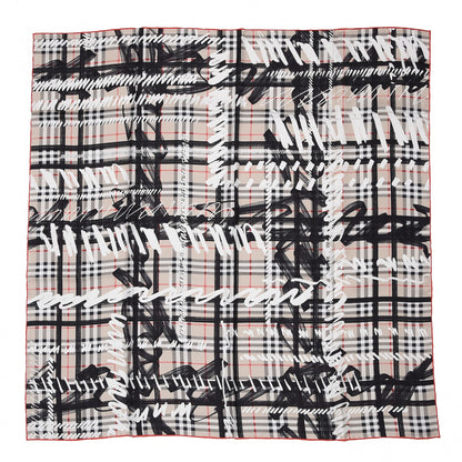 Burberry Silk Vintage Check Scribble Print Scarf Stone 1 of 4