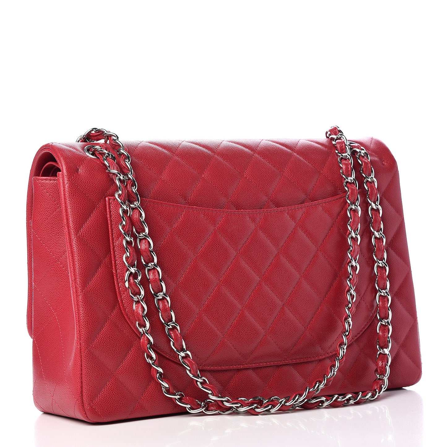 Caviar Quilted Maxi Double Flap Dark Pink