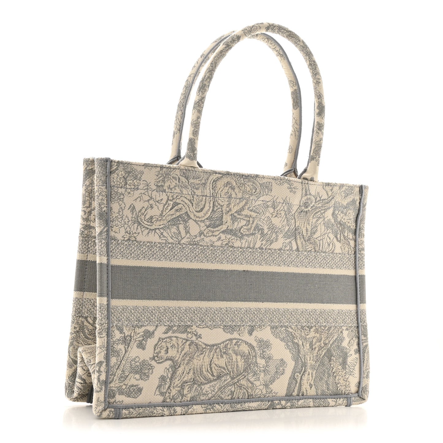 Canvas Embroidered Medium Dioriviera Toile De Jouy Book Tote Gray