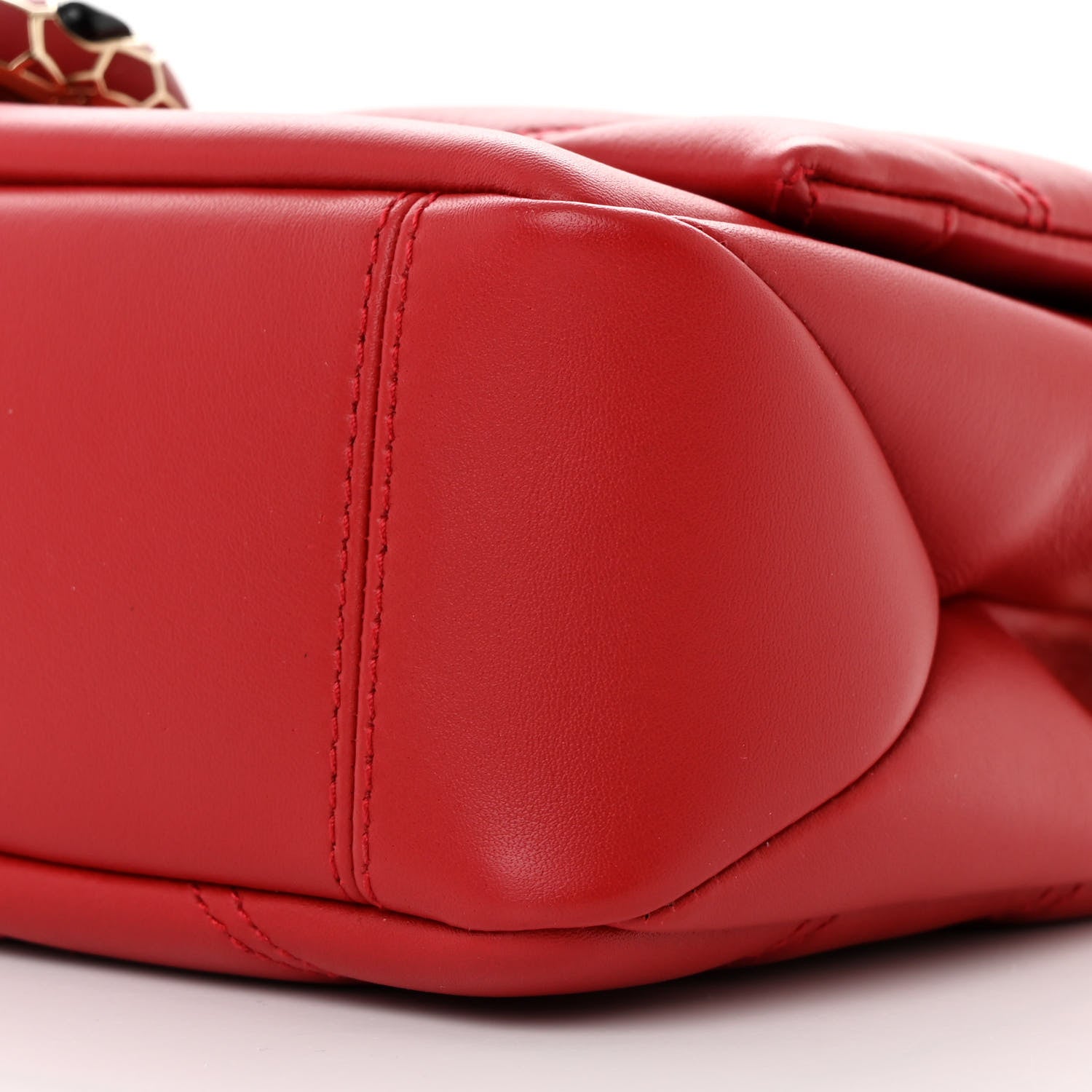 Bulgari Calfskin Matelasse Small Serpenti Cabochon Shoulder Bag Red 10 of 11