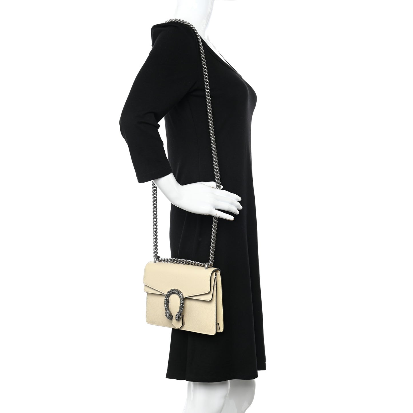 Textured Calfskin Crystal Mini Dionysus Shoulder Bag Mystic White
