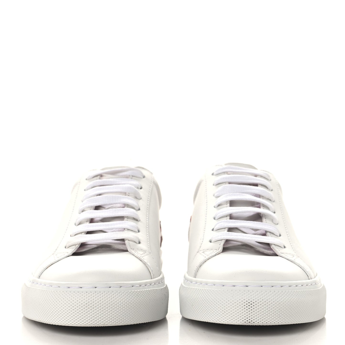 Calfskin Reverse Logo Womens Urban Street Sneakers 37.5 White Red