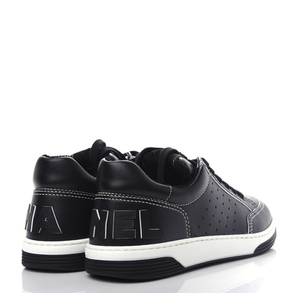 Chanel Calfskin Womens Logo Sneakers 38 Black White 4 of 11