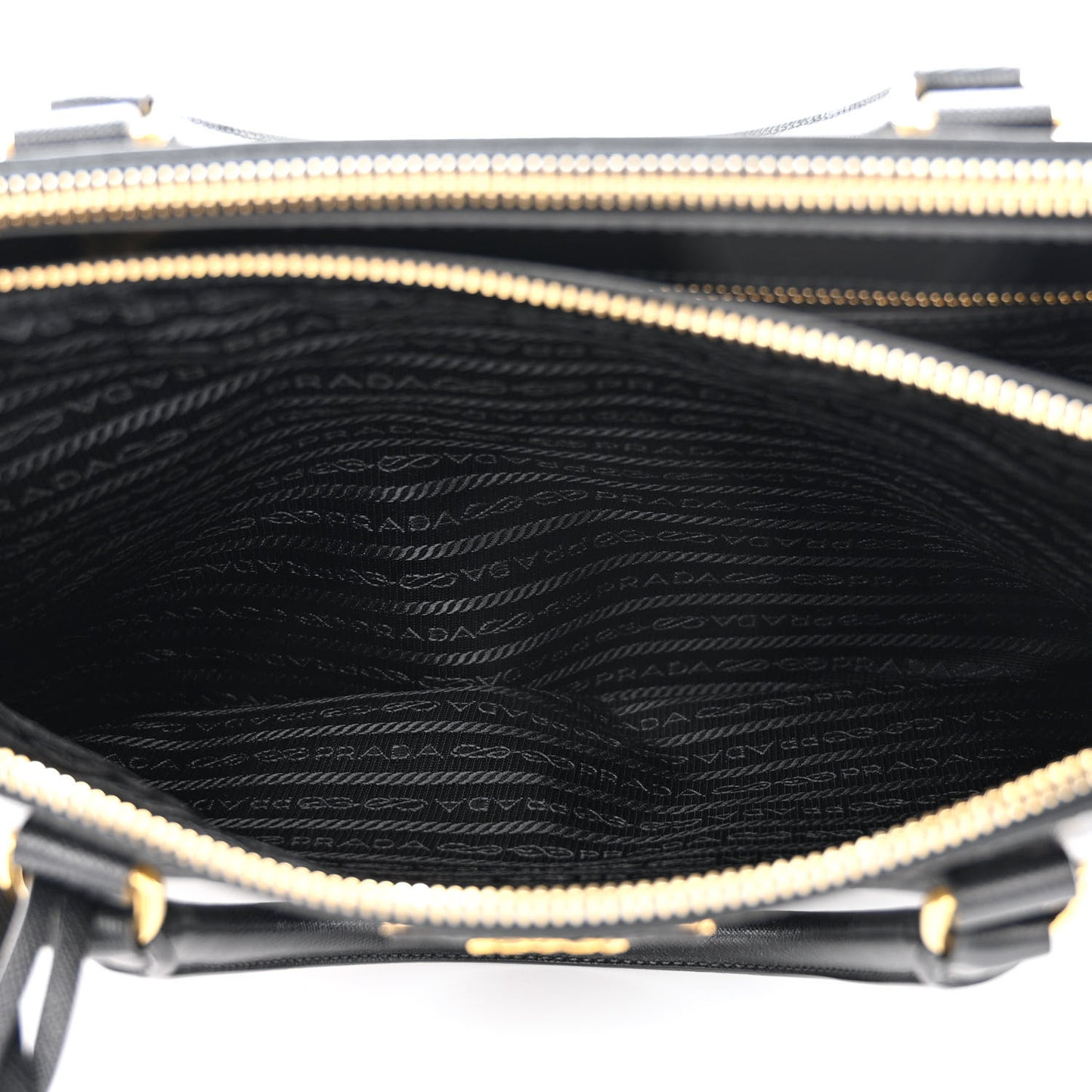 Saffiano Lux Medium Galleria Double Zip Tote Black