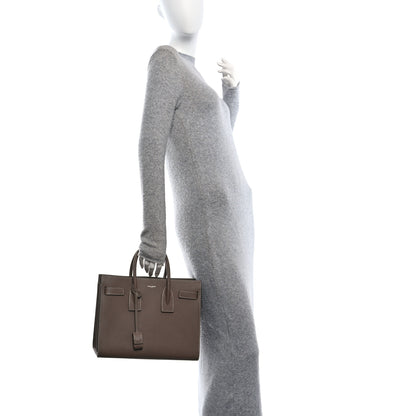 Saint Laurent Grained Calfskin Topstitch Small Classic Sac De Jour Taupe 2 of 10