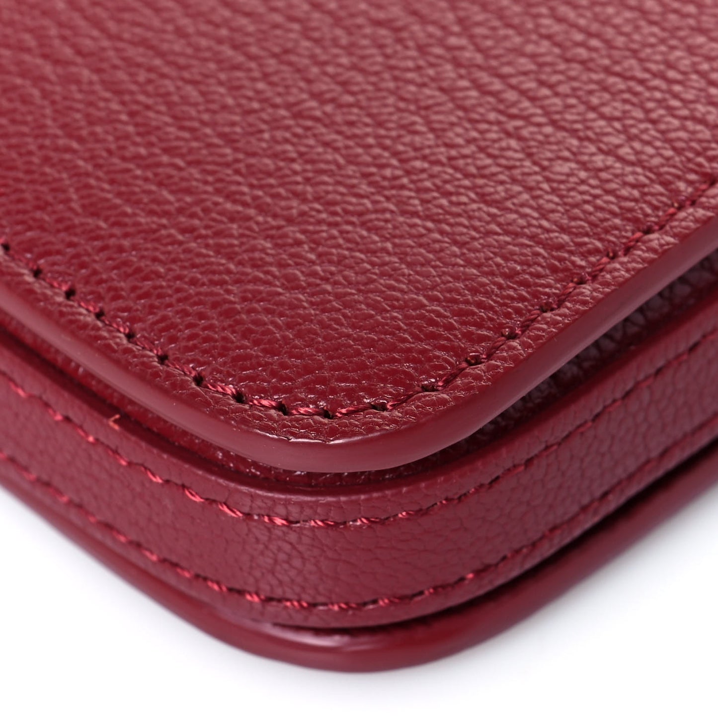 Grainy Goatskin Triple Zip Crossbody Bag Crimson