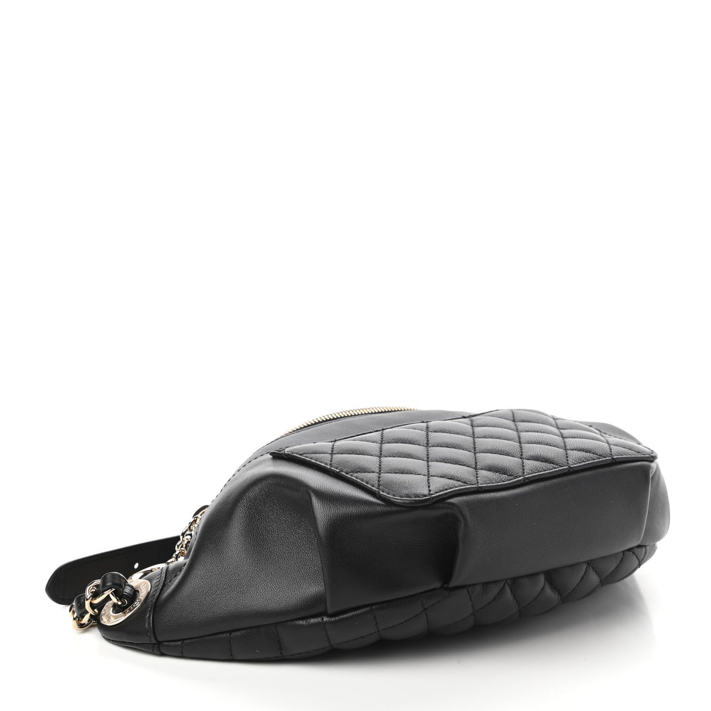 Lambskin Quilted Waist Bag Fanny Pack Black