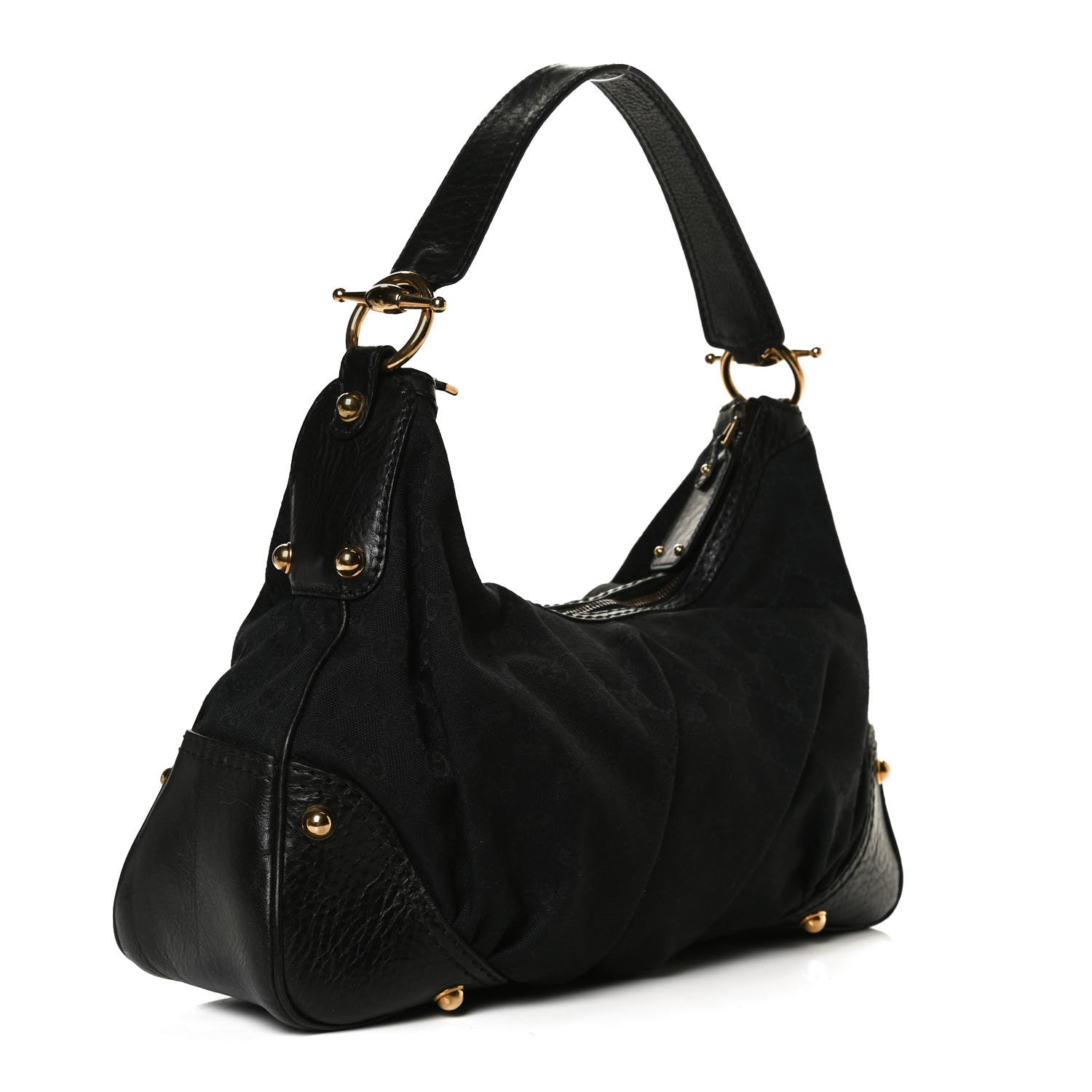 Gucci Monogram Medium Jockey Hobo Black 2 of 14