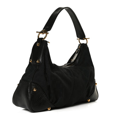 Gucci Monogram Medium Jockey Hobo Black 2 of 14