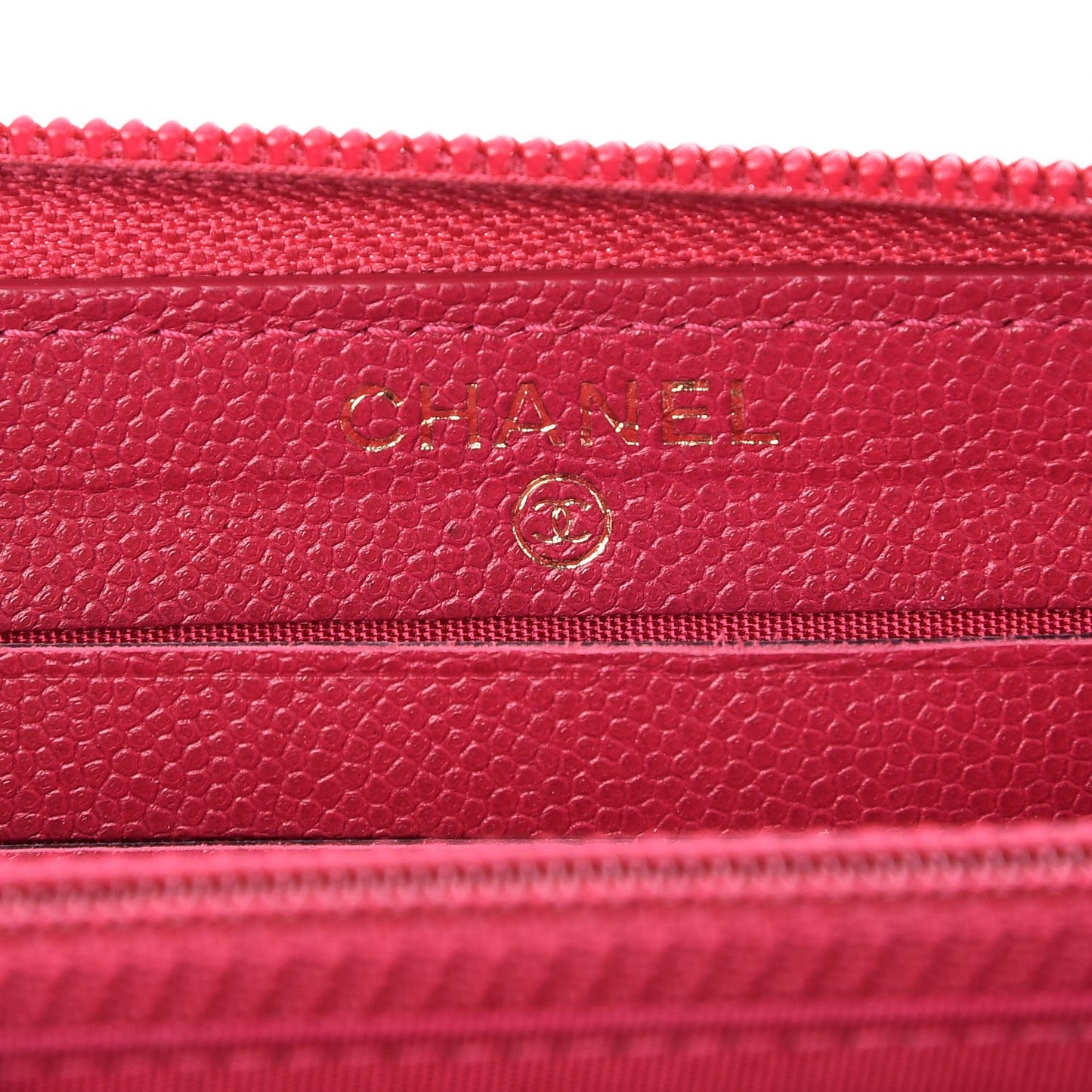 Caviar Quilted Small Boy Zip Around Wallet Fuchsia