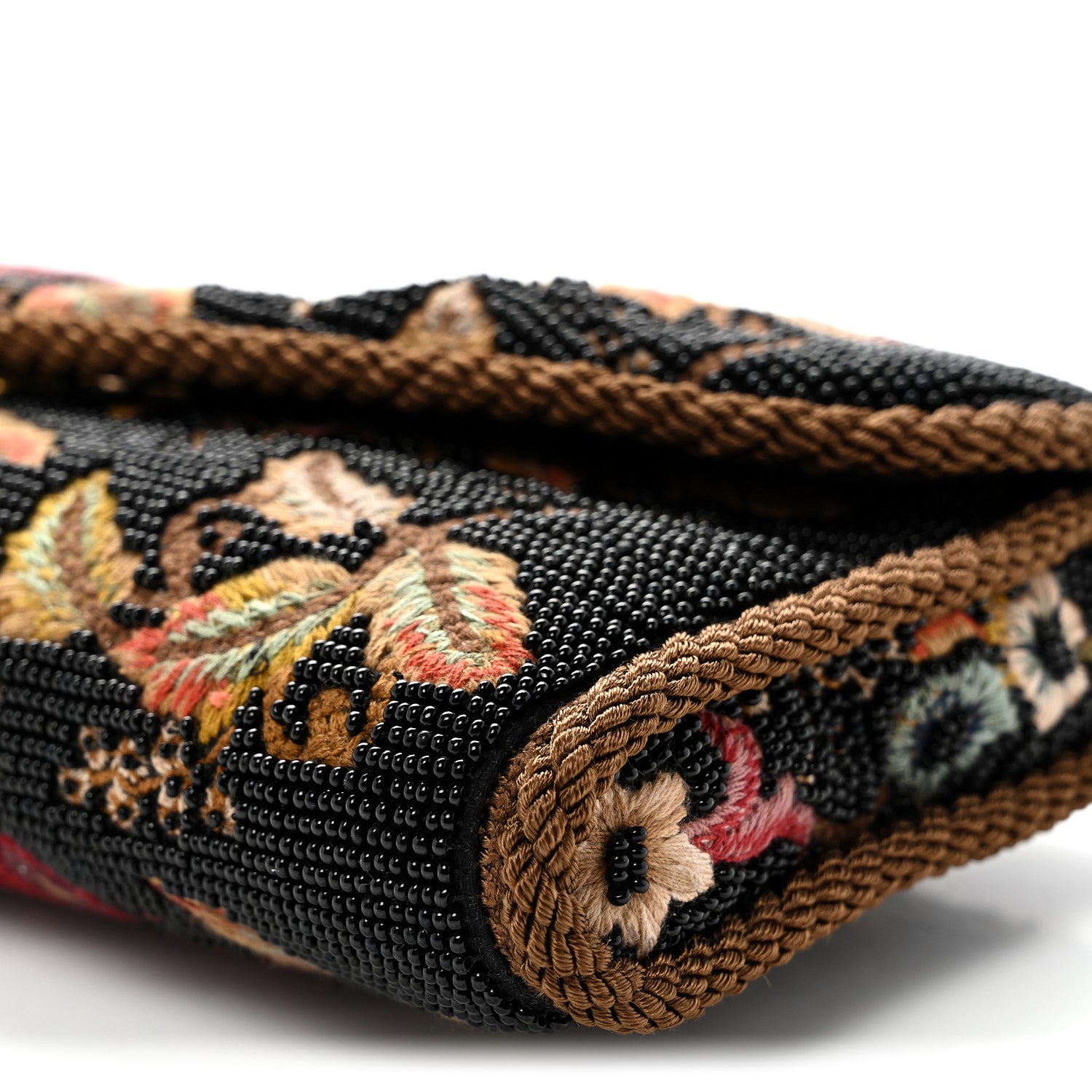 Valentino Garavani Floral Embroidered Beaded Small DeVain Shoulder Bag Black Multicolor 10 of 11