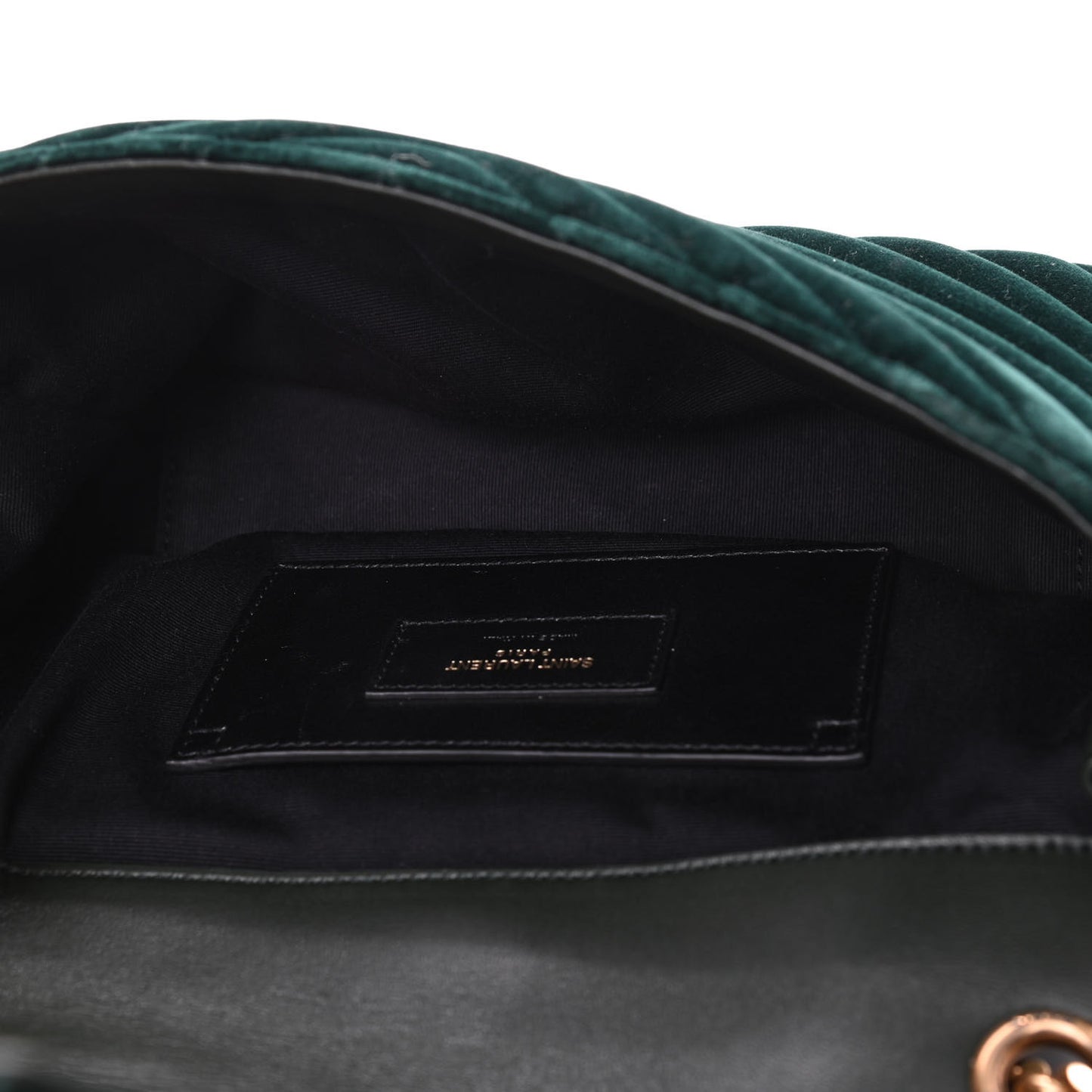 Velvet Matelasse Chevron Medium Monogram Chain Bag New Dark Green