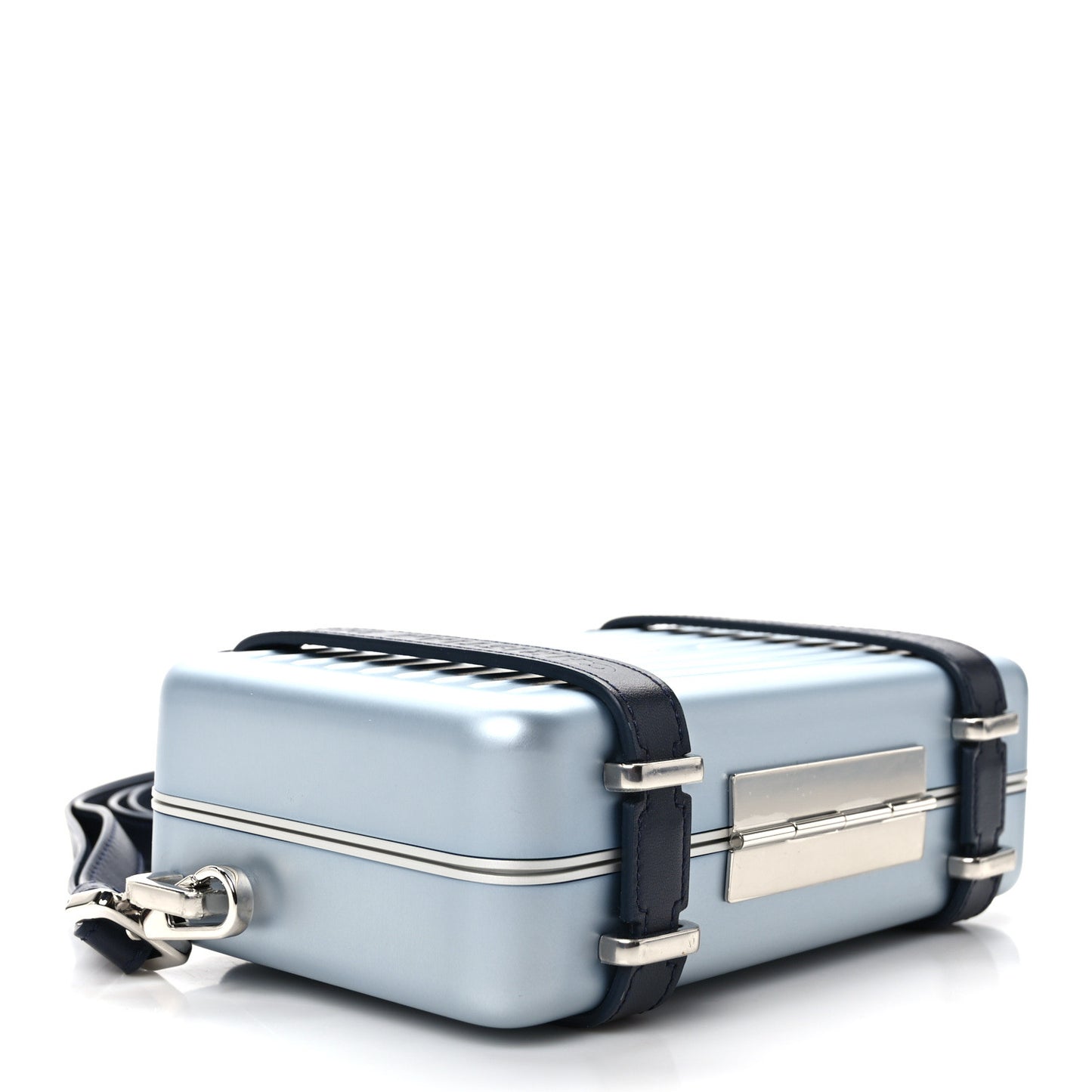 X RIMOWA Aluminum Personal Clutch On Strap Bleu