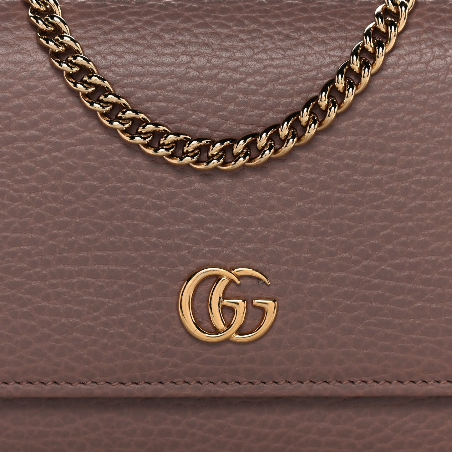 Dollar Calfskin Petite GG Marmont Wallet Chain Bag Porcelain Rose