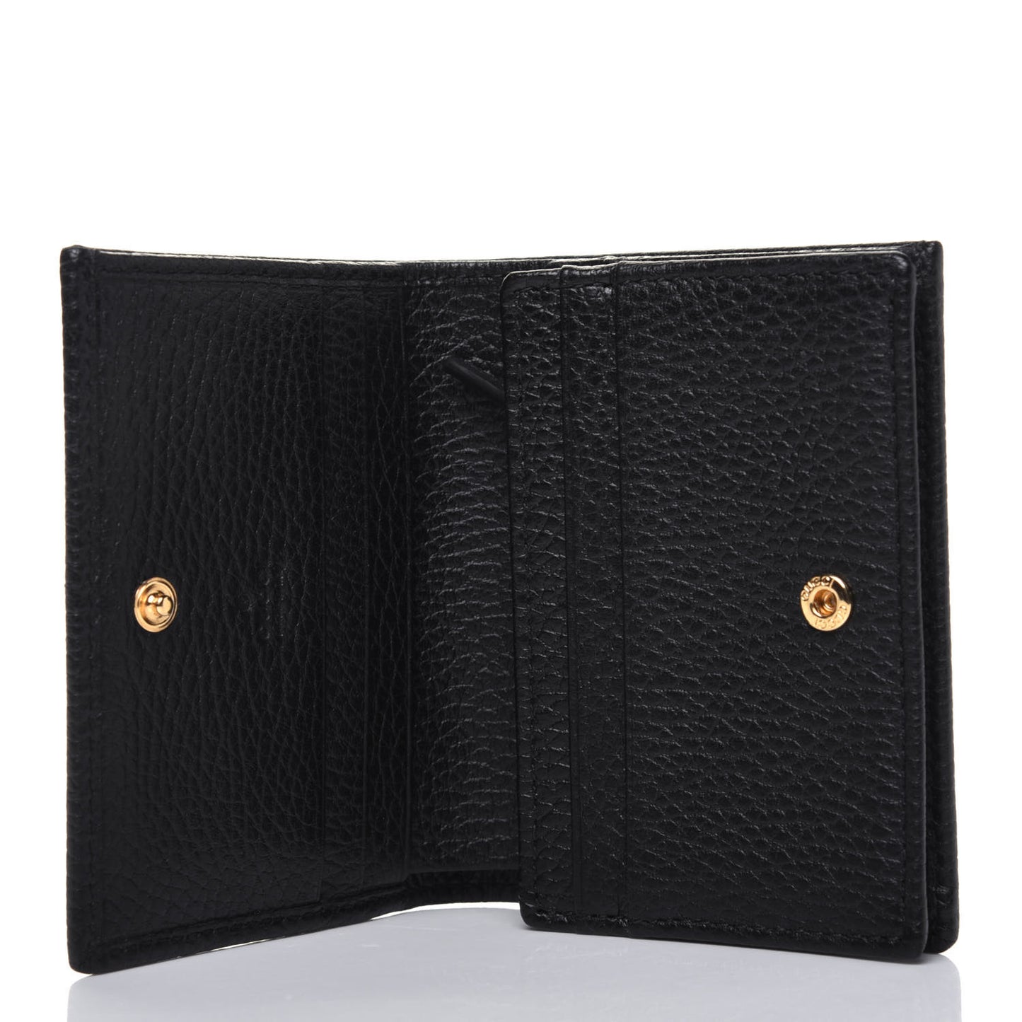 Pebbled Calfskin GG Marmont Card Case Black