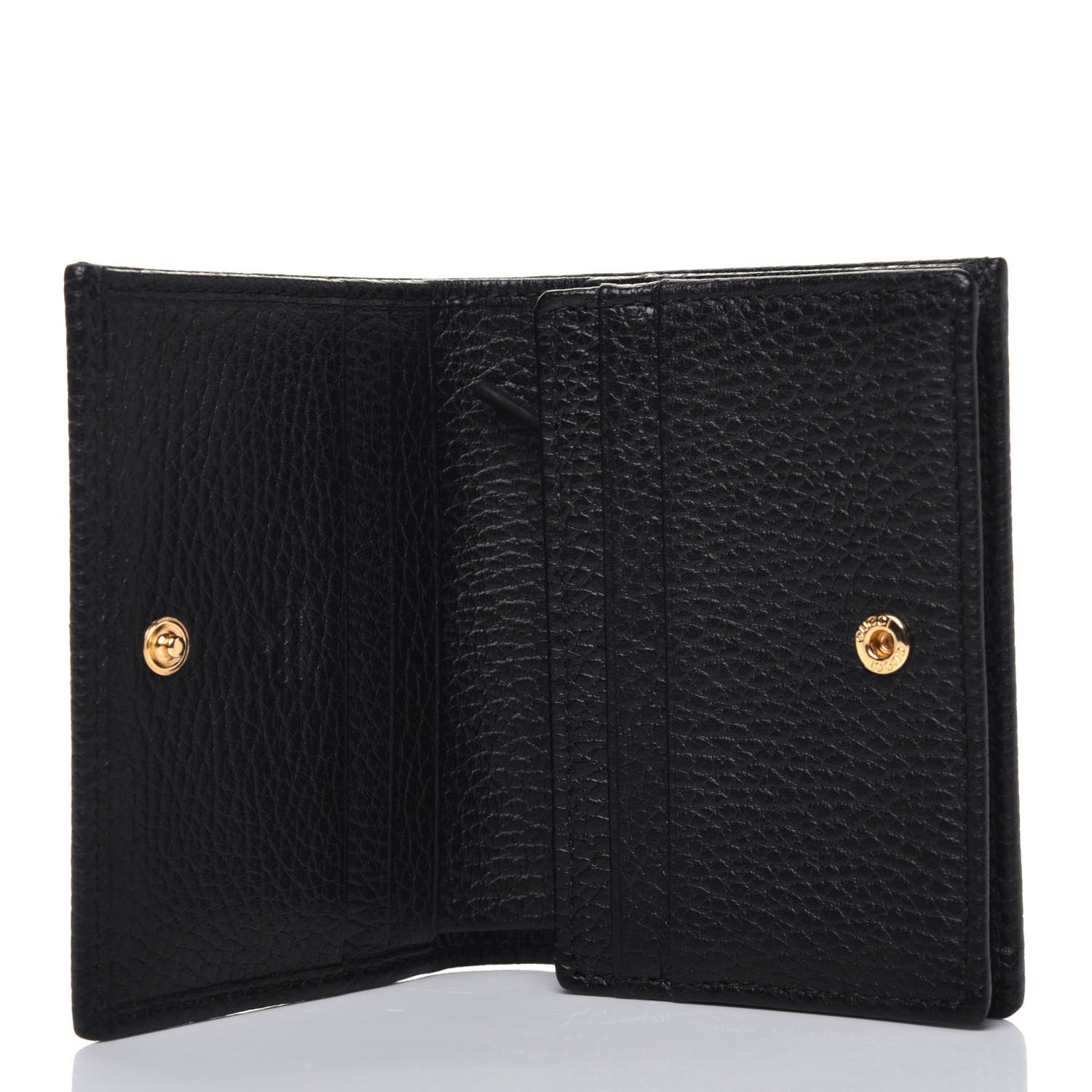 Gucci Pebbled Calfskin GG Marmont Card Case Black 5 of 9