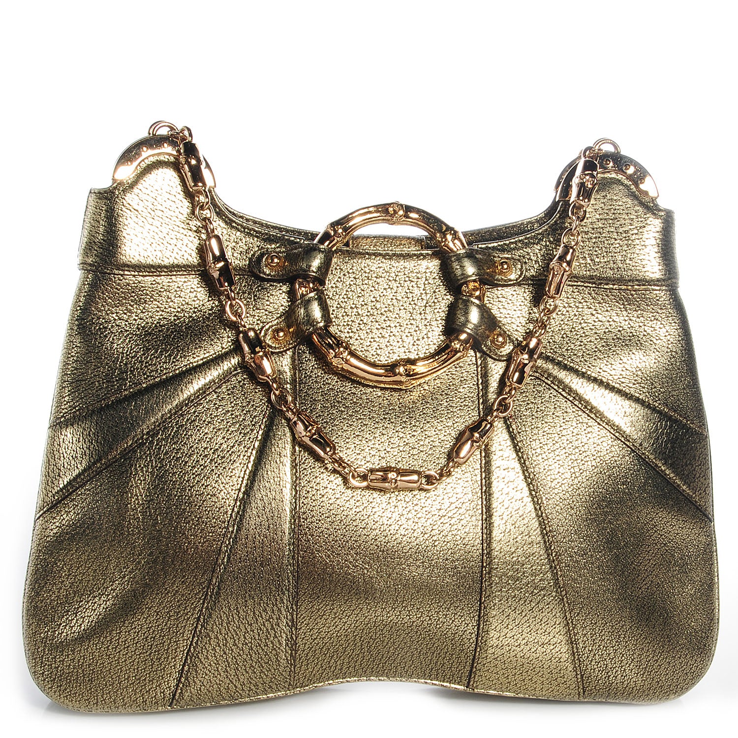 Gucci Leather Bamboo Chain Shoulder Bag Metallic 1 of 8