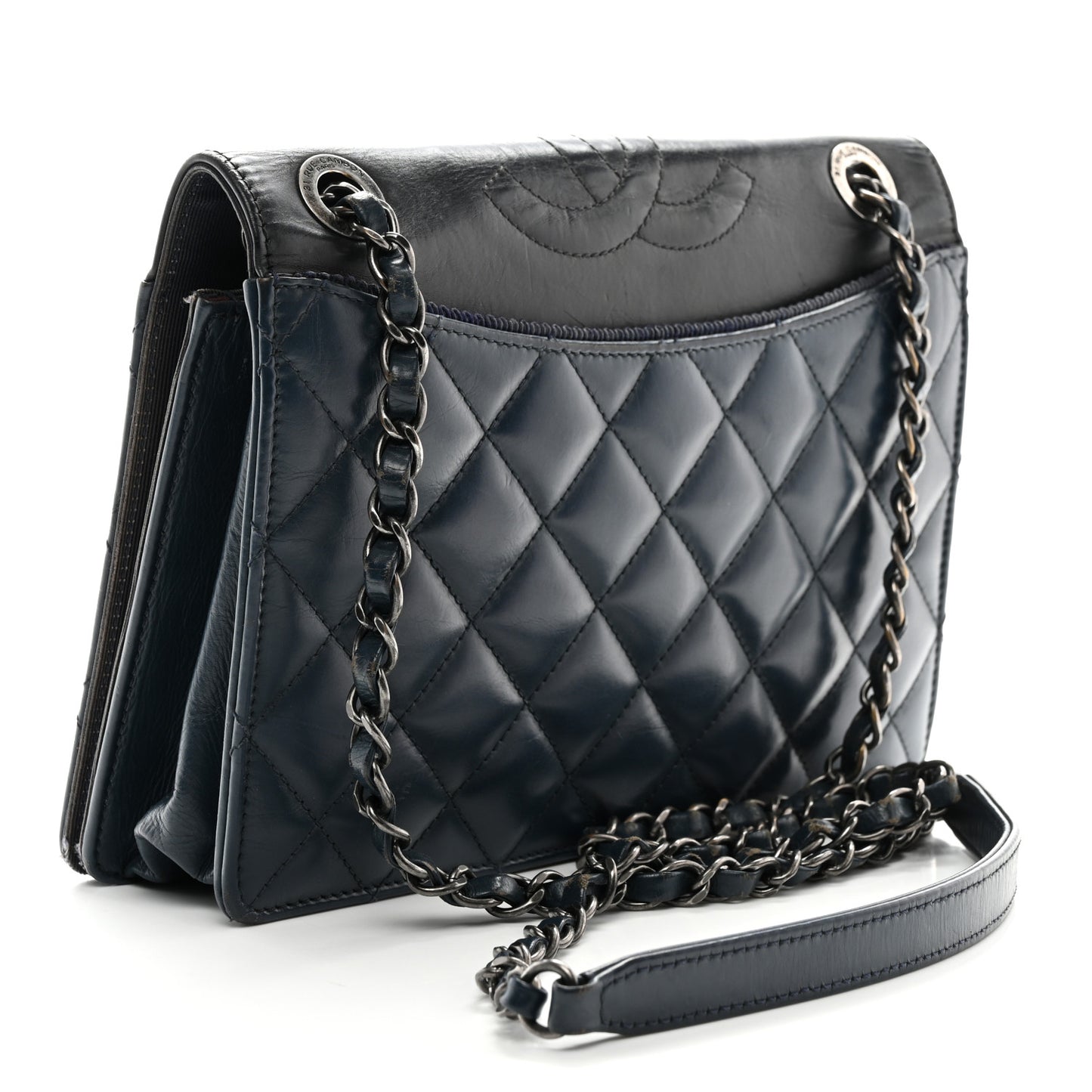 Calfskin Quilted Ballerine Flap Black Blue