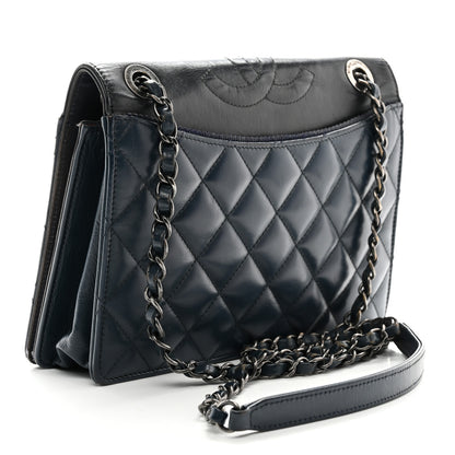 Chanel Calfskin Quilted Ballerine Flap Black Blue 3 of 13