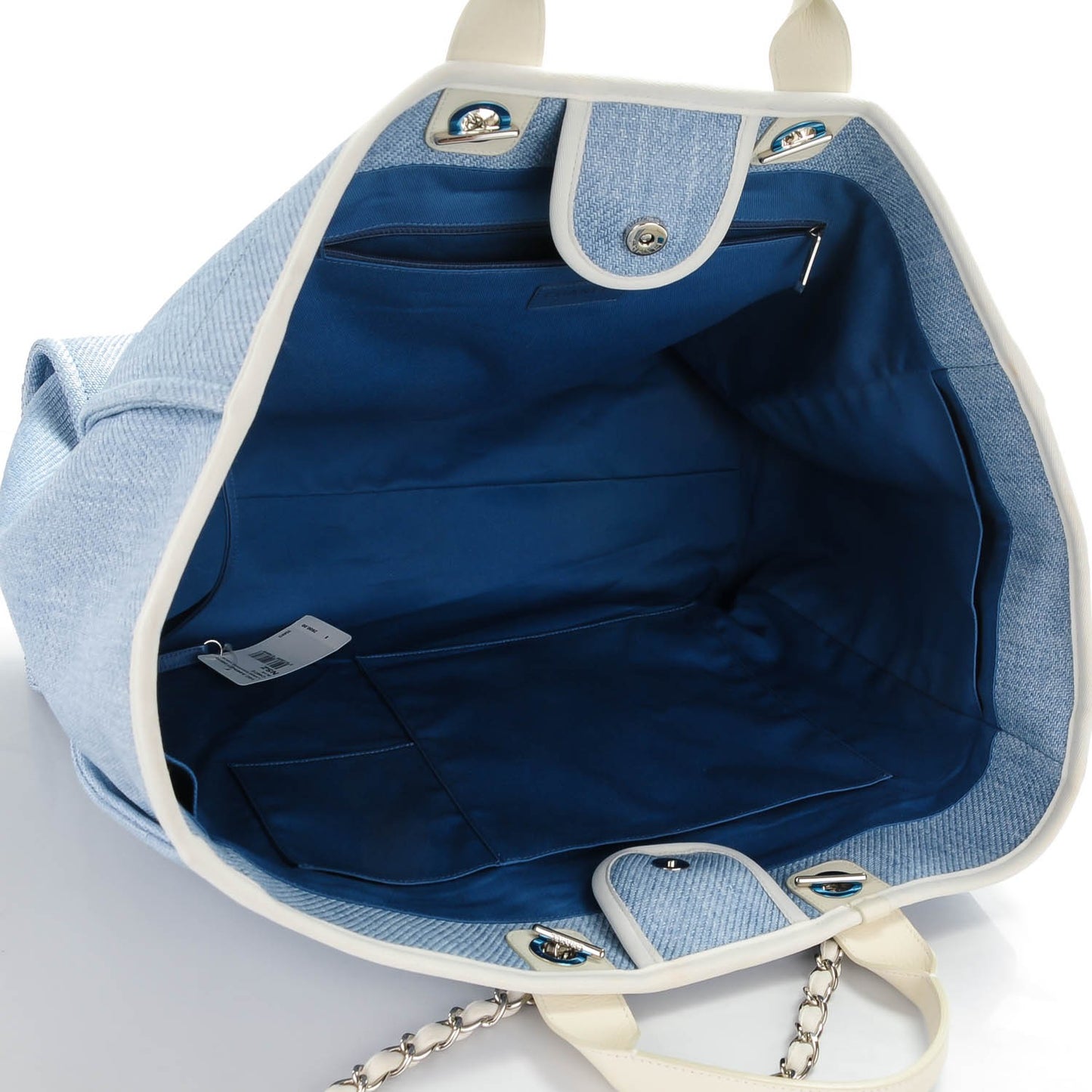 Woven Straw Extra Large Deauville Tote Blue