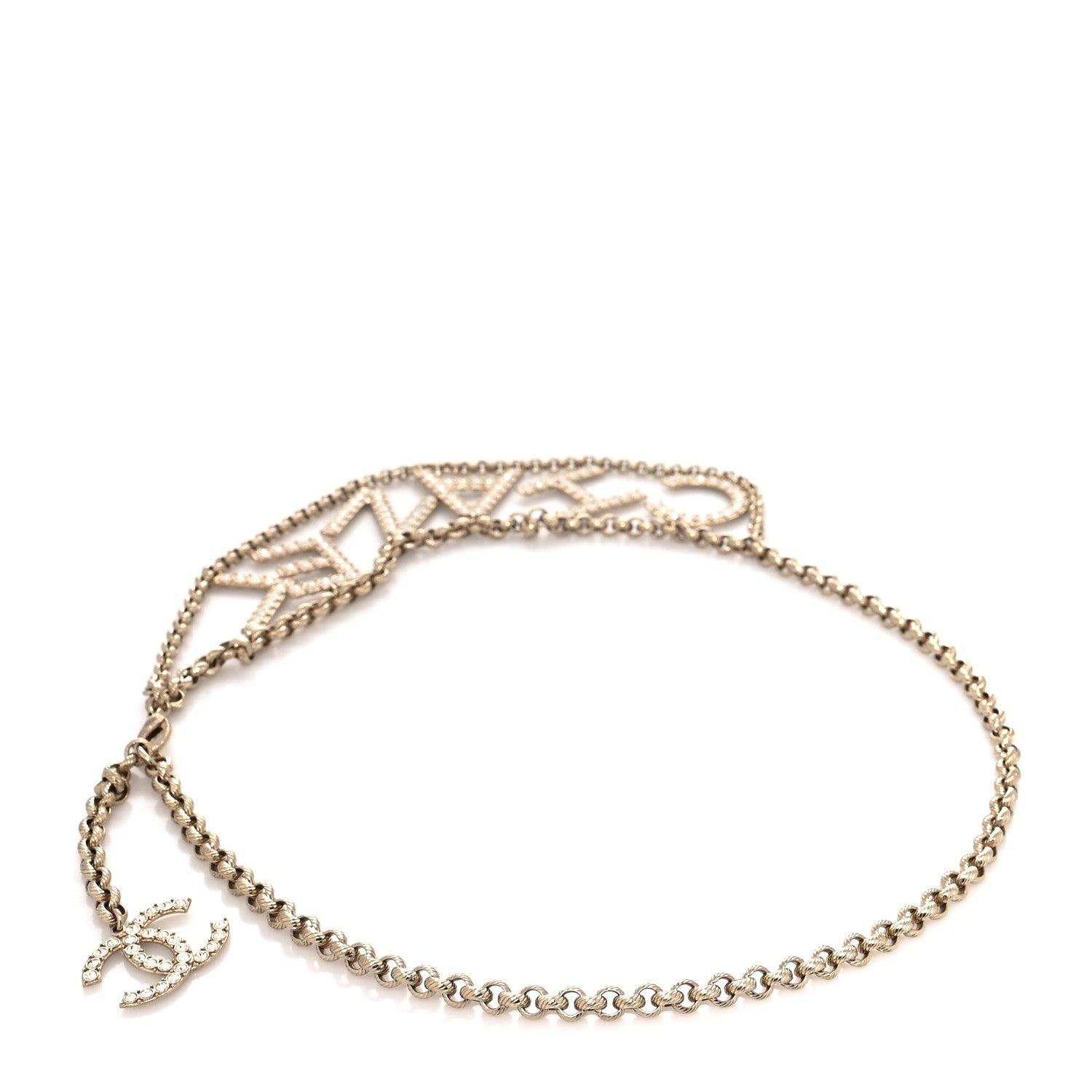 Chanel Metal Crystal 90's Icon Logo Chain Belt Gold 2 of 4