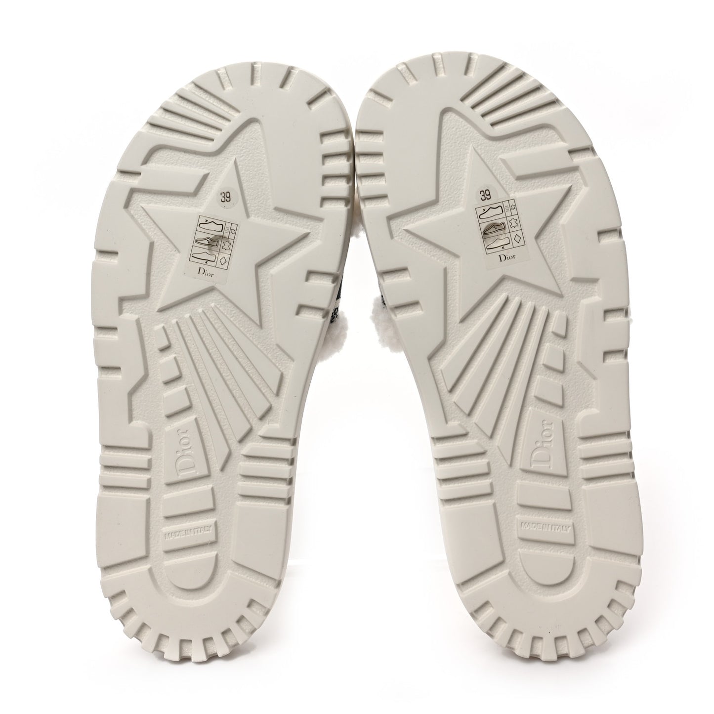 Shearling Canvas Embroidered Dway 10mm Slide Sandals 39 Natural Deep Blue