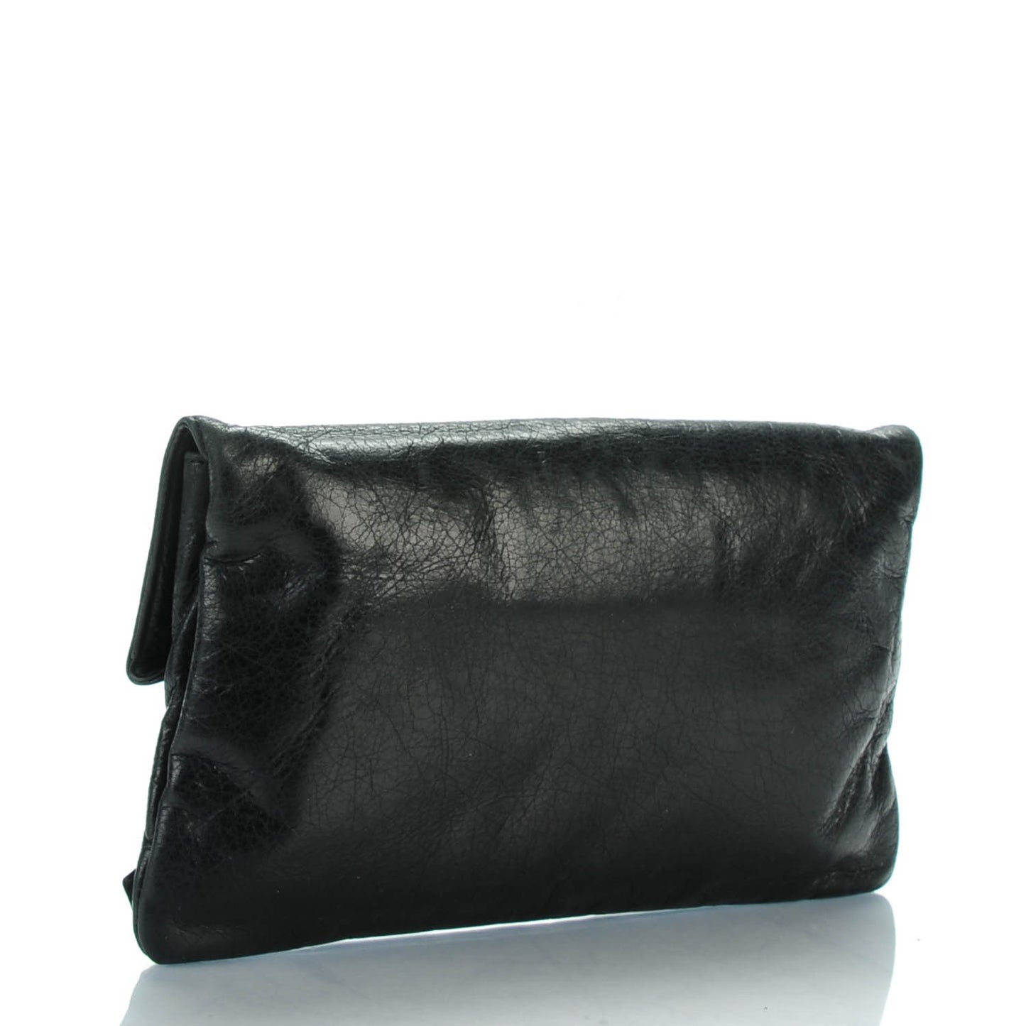 Agneau Giant 21 Silver Hardware Envelope Clutch Black
