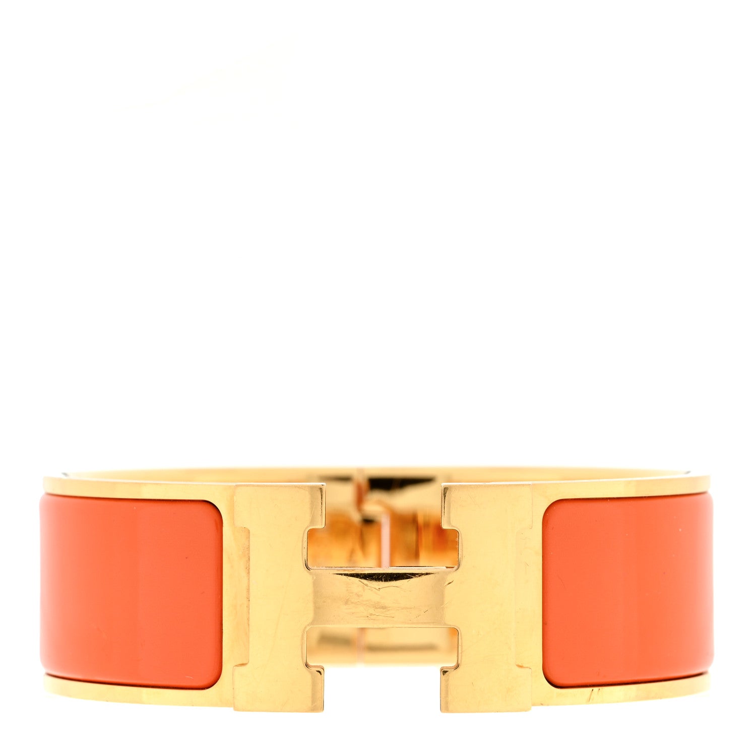 Hermes Enamel Wide Clic Clac H Bracelet GM Orange 1 of 3