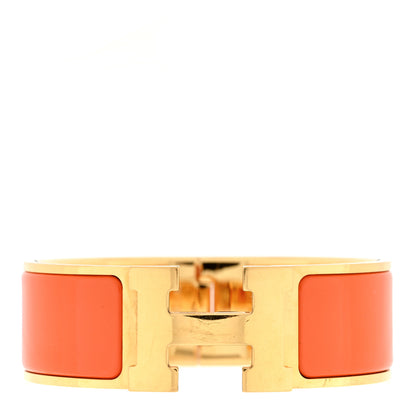 Hermes Enamel Wide Clic Clac H Bracelet GM Orange 1 of 3