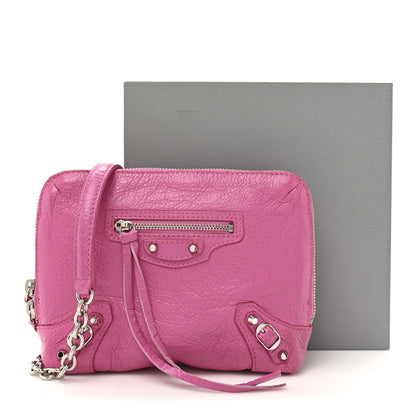 Balenciaga Agneau Arena Classic Silver Hardware Pouch With A Chain Crossbody Rose Flamingo 14 of 14