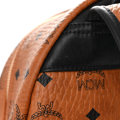 MCM Visetos Studded Small Studded Logo Stripe Backpack Cognac 10 of 10