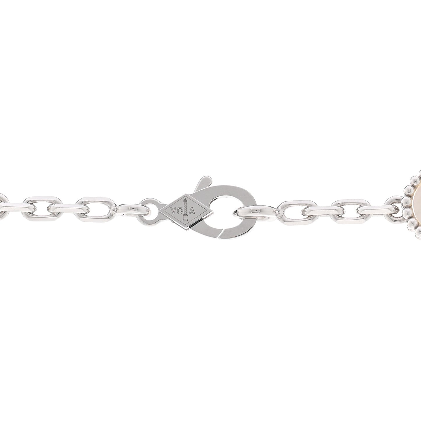 18K White Gold Mother of Pearl 20 Motifs Vintage Alhambra Necklace