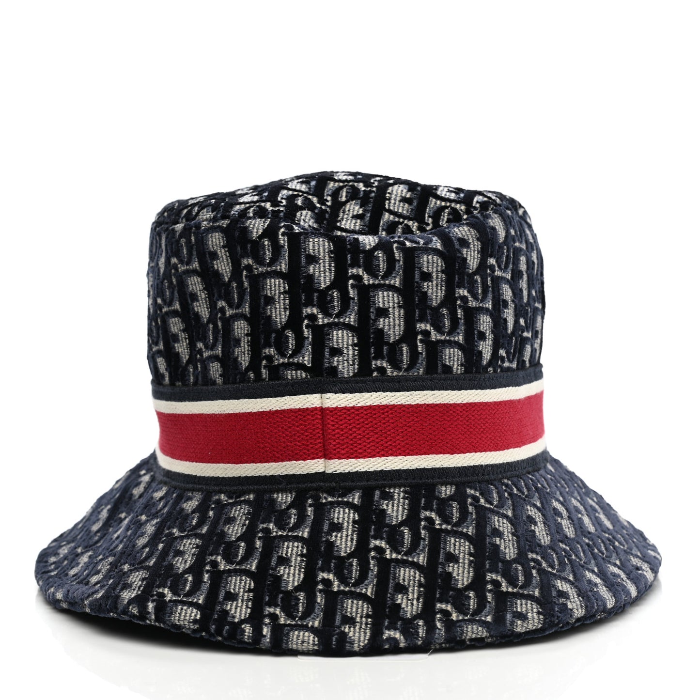 Velvet Oblique Large Brim Bucket Hat 57 Bleu Red