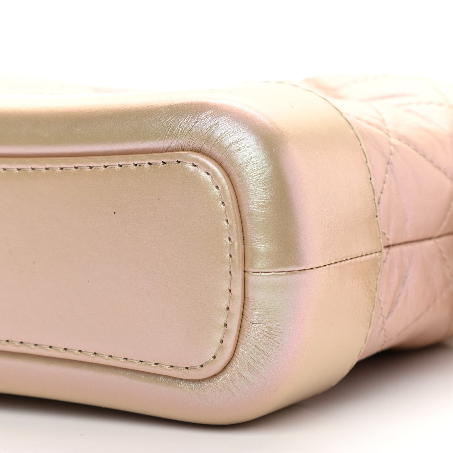 Iridescent Aged Calfskin Quilted Small Gabrielle Hobo Light Pink