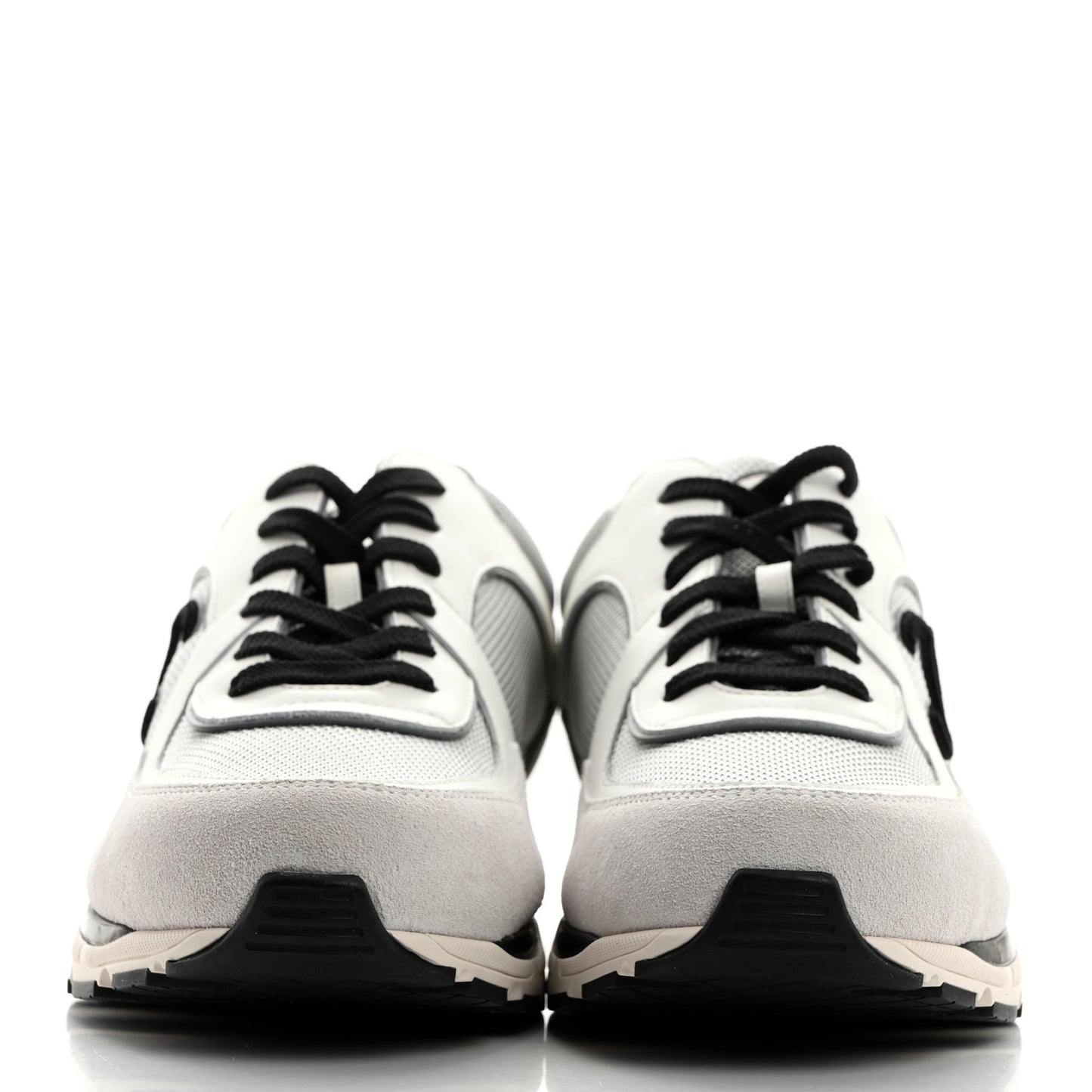 Mesh Suede Calfskin Mens CC Sneakers 44 White Silver Light Grey