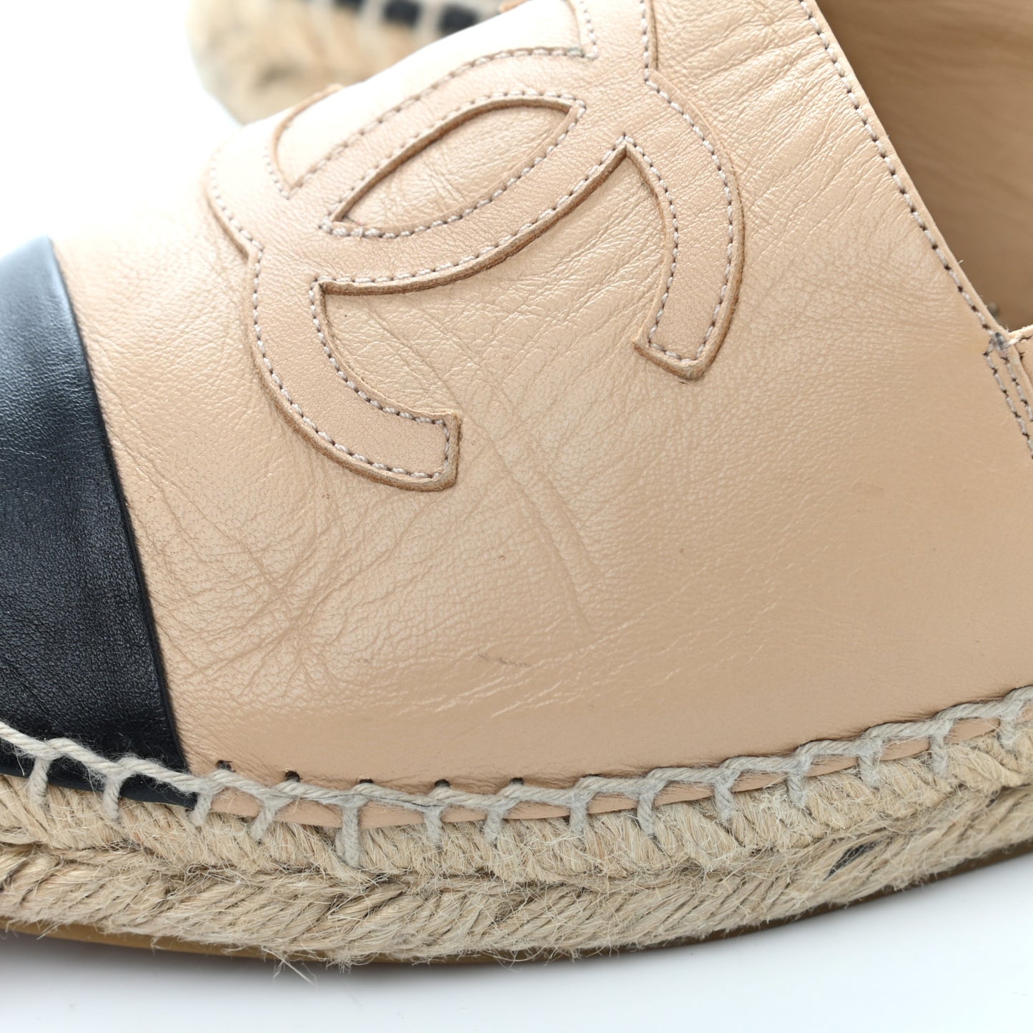 Lambskin CC Espadrilles 39 Beige Black