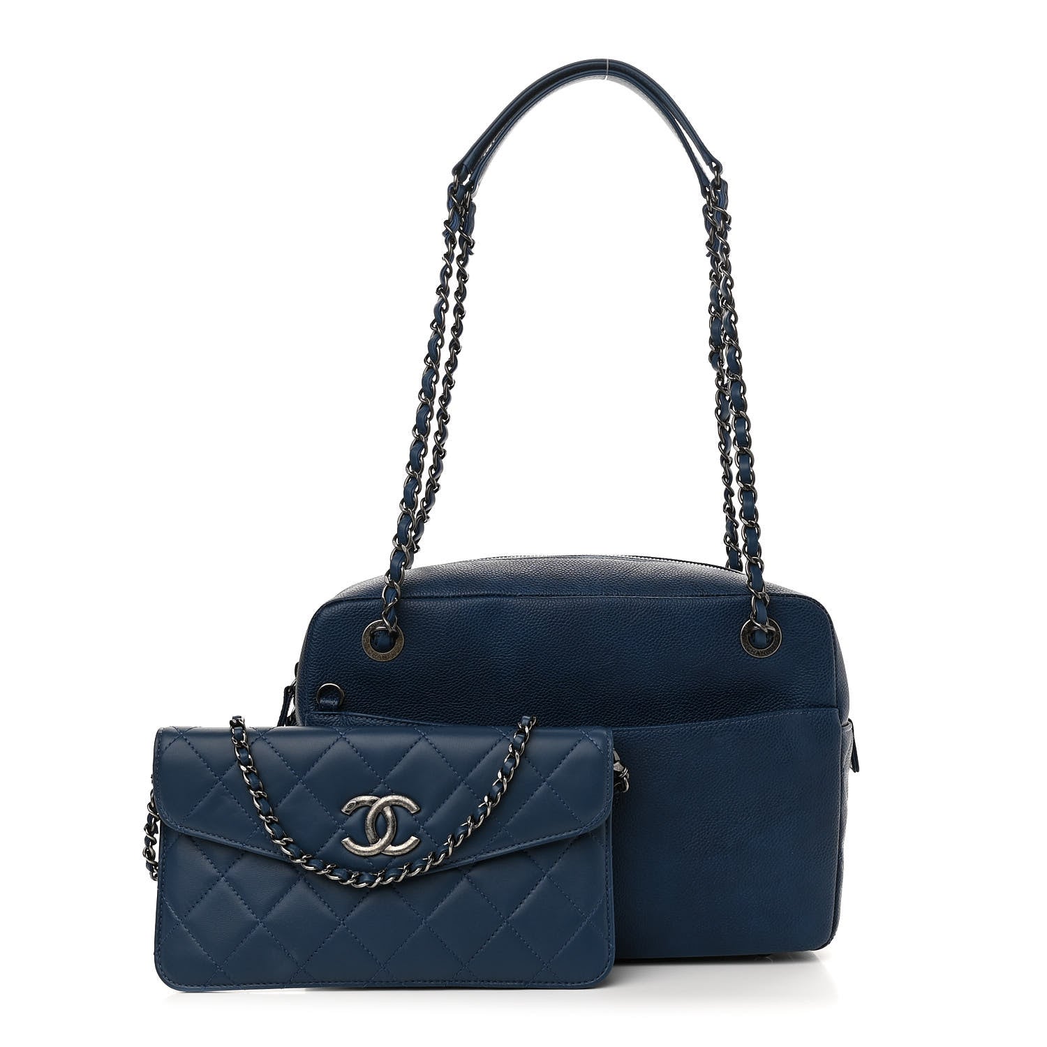 Chanel Caviar Lambskin Quilted Coco Break Camera Case Navy Blue 1 of 13