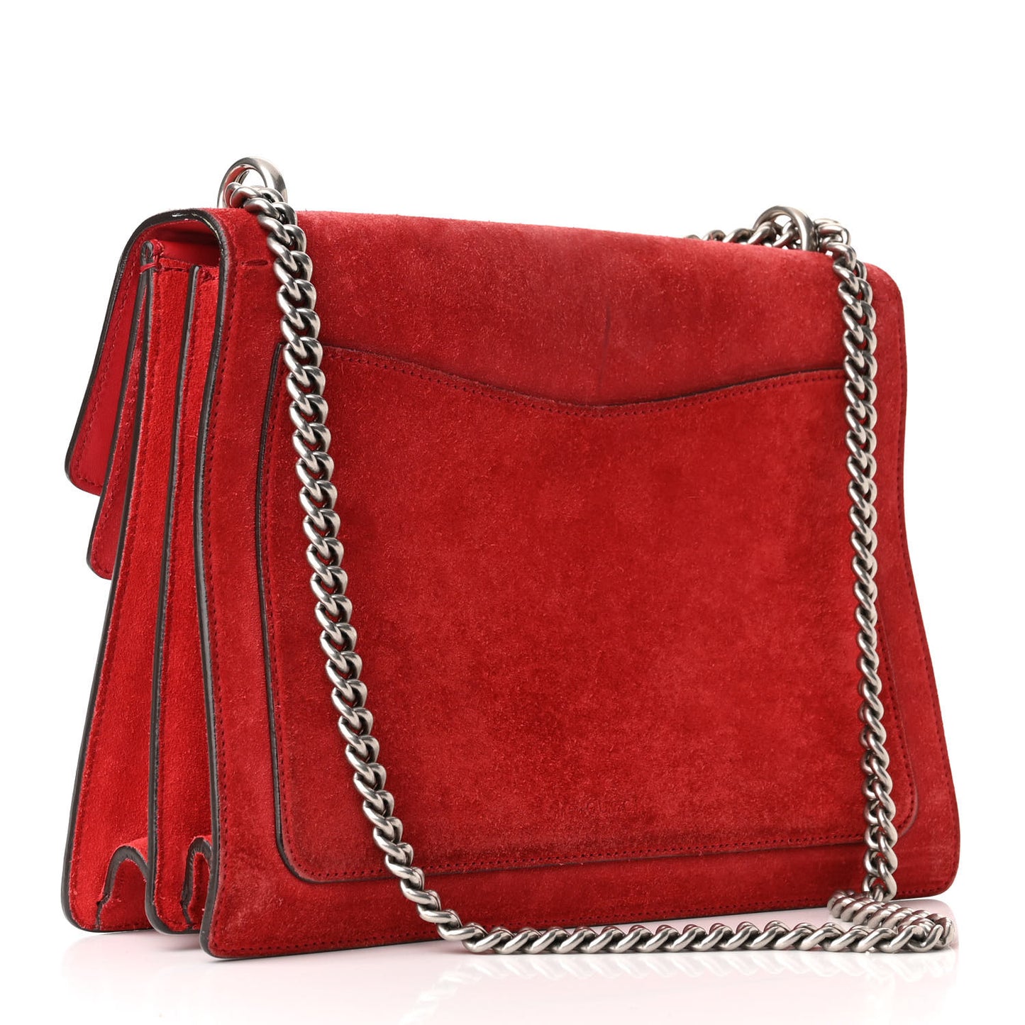 Suede Vitello Velvet Medium Dionysus Shoulder Bag Vulcanic Red