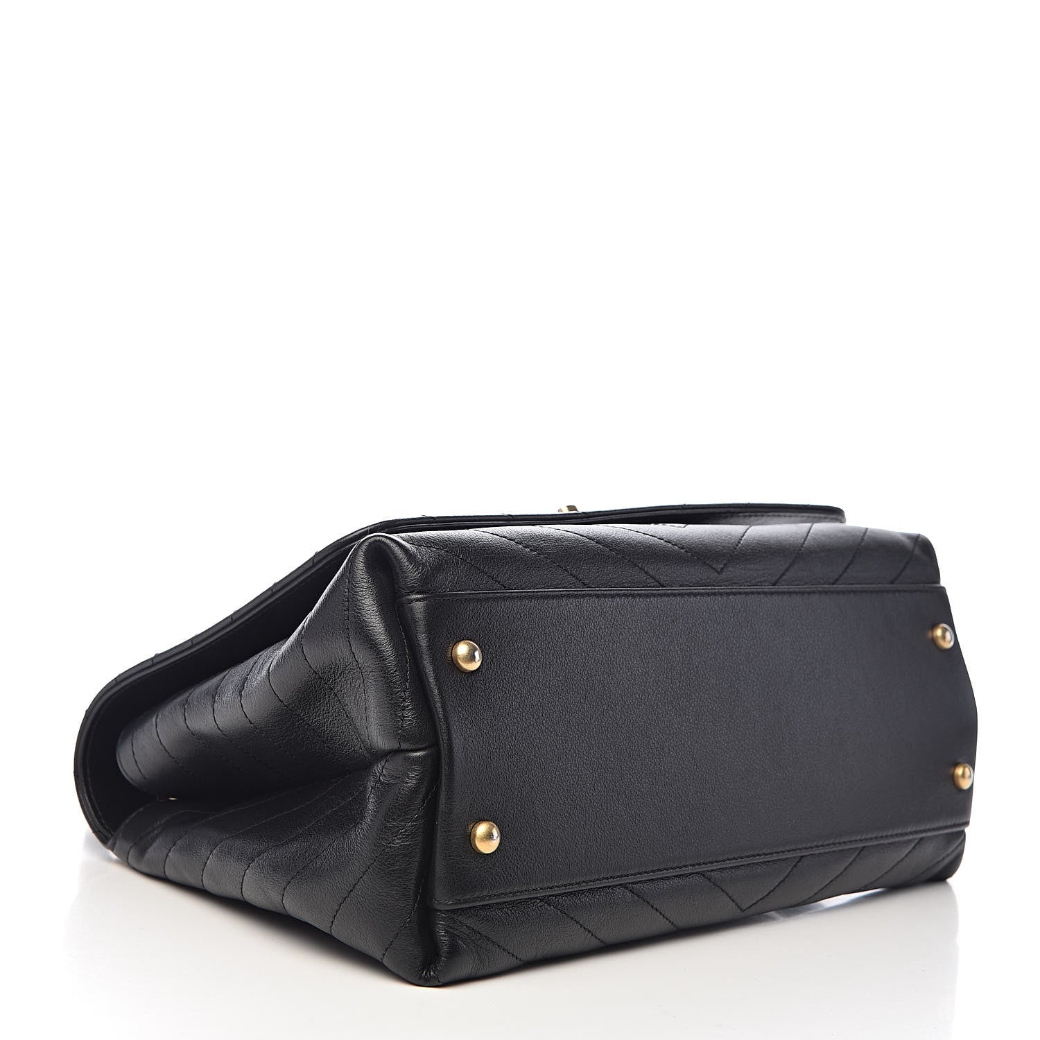 Chanel Grained Calfskin Elaphe Stitched Medium Chevron Chic Top Handle Flap Black 4 of 12