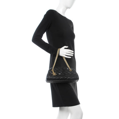 Chanel Lizard Quilted Small Just Mademoiselle Bowling Bag Black 2 of 7