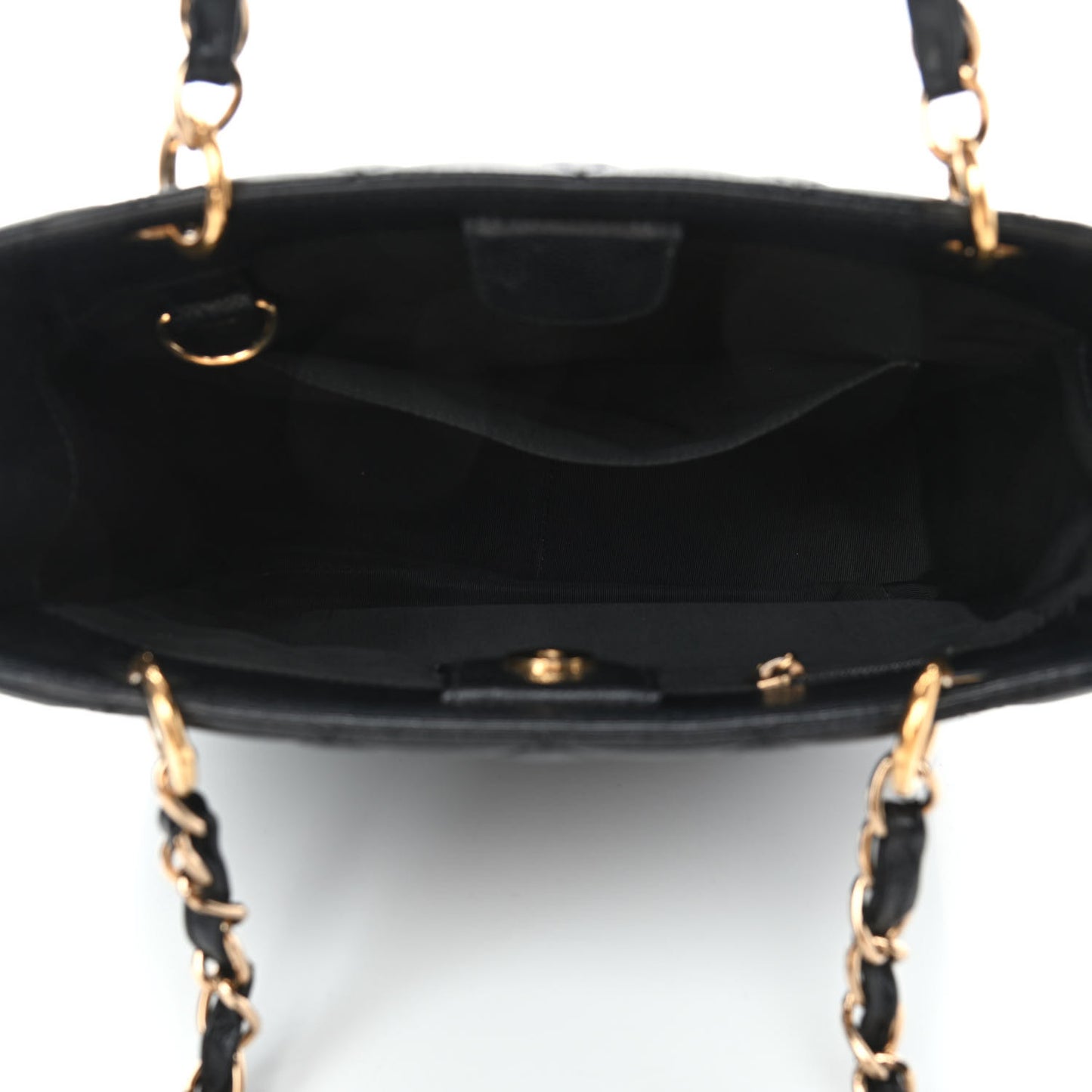 Caviar Quilted Petit Shopping Tote PST Black